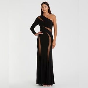 JERSEY ONE SHOULDER ILLUSION CUT OUT GOWN